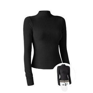 OGL Black Mid Thermal Brushed Mock Neck Top Hip Length Womens Size XL